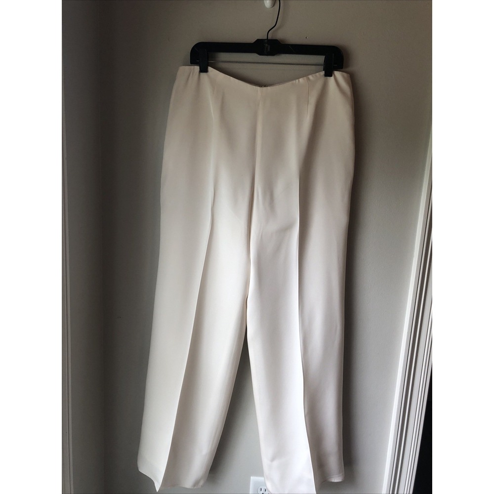 Flores & Flores NWT Women's Size 12 Silk Pants Wide Leg Ivory Inseam 29.5"